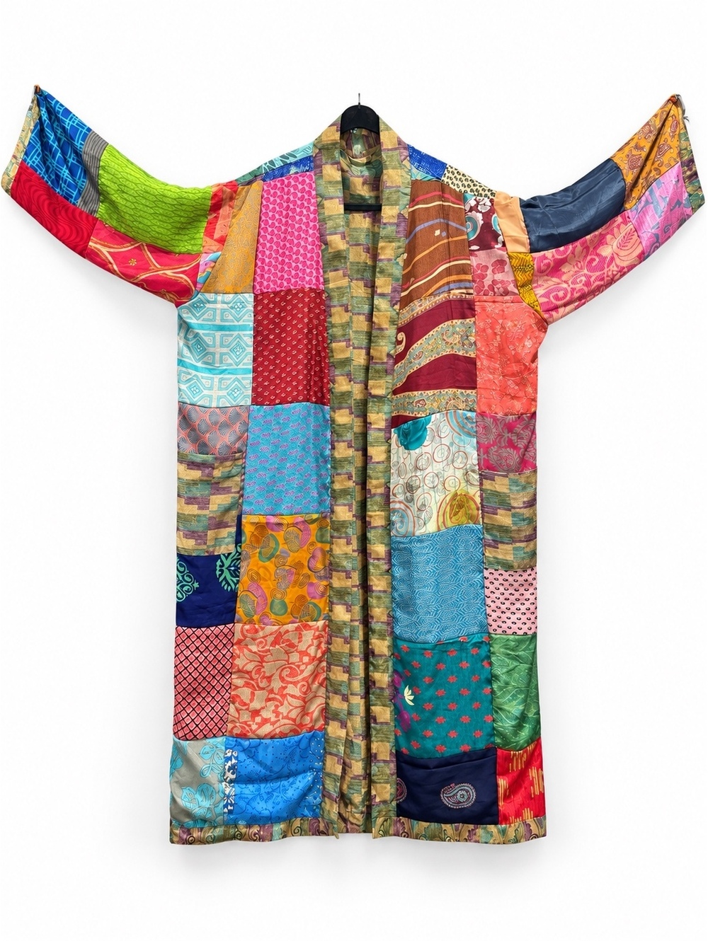 NEW Oversized Silk Patchwork Kimono Boho Mosaic